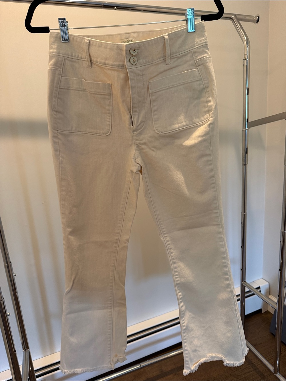Spartina 449 Cream Flare Jeans with Front Patch Pockets